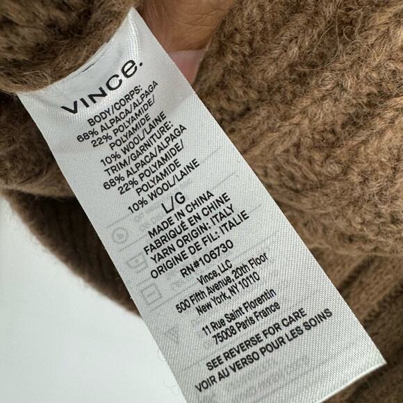 Vince Cable Braid Alpaca & Wool Blend Sweater Long Sleeve In Camel Size L NWT - Picture 8 of 12